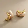 Brincos de Pérola em Formato C de Luxo Leve Estilo Francês, Geométricos Artísticos da Moda, Elegância para o Dia a Dia, Brincos Tendência