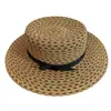 Sombrero de Paja Retro Francés para Mujer con Copa Plana y Ala Ancha Sombrero de Sol para Playa Vacaciones Atmósfera Fotográfica Protección Solar Sombrero con Lazo