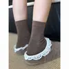 Calcetines Melard, calcetines para mujer, nuevos estilos otoño/invierno, calcetines de media pantorrilla para mujer, estampado floral pequeño, casual y versátil, calcetines retro con volantes de principios de otoño