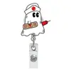 Porta-crachá retrátil de enfermeiro, clipe de crachá retrátil de acrílico, porta-crachá de identificação de médico, crachá retrátil de Halloween