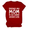 Criando a mi Mamá Amazon Ebay Sitio Independiente Comercio Exterior Transfronterizo Cómoda Sencilla Camiseta de Mujer de Cuello Redondo Manga Corta
