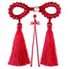 Botón Cheongsam, Rojo de Año Nuevo Estilo Chino Botón de Borla de Perla de Jade, Botón Decorativo Hanfu Estilo Chino Nuevo Hecho a Mano