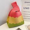 Bolso Chaleco Bolso Chaleco Bolso de Mano Tejido a la Moda Bolso Bolso Flor Tablero de Ajedrez Color Contraste Estilo Coreano ins