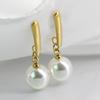 Pendientes de Moda Transfronterizos Europeos y Americanos de Acero Inoxidable 304 con Colgante de Perla de Imitación de 10 mm Pendientes Simples Versátiles Venta al por Mayor