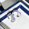 Nuevo anillo de flor de lavanda morada, un diseño único y vintage para mujer, perfecto para apilar, con un acabado de efecto goteo de esmalte y un estilo de anillo abierto