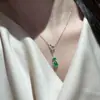 Concha Plateada Más Vendida Mismo Estilo Xiaohongshu Colgante de Calcedonia Verde Plata de Ley S925 Collar de Calabaza para Mujer Cadena Elegante Completamente Verde para Clavícula