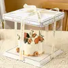 2025 Nueva Caja Transparente para Pastel de Cumpleaños Caja de Empaque 6 Seis Ocho 10 10 pulgadas Caja Elevada para Hornear Mismo Estilo que en Xiaohongshu