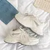 Nuevas Zapatillas de Papá Blancas Crudas de Suela Gruesa para Mujer Primavera 2026, Versátiles Casuales Ligeras Transpirables Elegantes que Aumentan la Altura