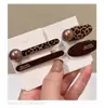 Pinza para el Cabello Color Chocolate con Estampado de Leopardo Estilo Coreano, Pinza Lateral para Flequillo Versión Coreana, Aspecto Elegante y de Alta Gama, Pasador