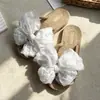 Chanclas con Lazo Sencillo Estilo Dulce para Mujer, Verano, Tacón Medio, Antideslizantes, Versátiles, Vacaciones en la Playa, Chanclas de Tira para la Playa