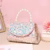 Bolso Pequeño de Lana con Perlas Nuevo para Otoño e Invierno Moda Estilo Chanel Bolso de Mano Convertible Bolso Bandolera con Cadena al Hombro
