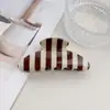 Presilhas de cabelo retrô com bolinhas e listras nas cores azul e café, fofas, doces, simples e elegantes, adequadas para criar penteados altos, presilhas de abalone, presilhas de tubarão, acessórios de cabelo para mulheres