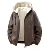 TransfronterizoChaqueta nueva de cuero PU para hombre, estilo workwear retro americano, resistente y relajada, estilo old money, simple de calle