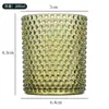 En stock taza de vela texturizada de 200 ml portavelas rayado ámbar vaso de vidrio con diseño verde taza de vela de colores