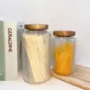 Bote para Té de Madera de Acacia Estilo Japonés Tapa con Textura Martillada Frasco Sellado de Vidrio de Alto Borosilicato Simple a Prueba de Humedad Jarra de Gran Capacidad para Granos