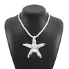 N13540 Nuevo Collar Colgante de Estrella de Mar de Resina Transparente Acrílica con Cuentas Estilo Oceánico Esmalte Goteado para Mujeres