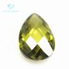 Venta directa 5A forma de pera verde olivo cara de tortuga doble cara de rejilla de doble capa de piedra desnuda de circón forma de gota piedra blanca artificial