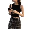 Chaleco de Verano 2024 para Mujer, Estilo Americano Transfronterizo, Cuello Redondo Pequeño, Ajustado, Adelgazante, Ombligo al Aire, Chaleco Corto con Tirantes