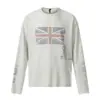 Camiseta de Manga Larga con Estampado de Bandera Americana para Hombre, Marca de Moda Callejera de Nicho para Primavera, Suéter Holgado Casual de Cuello Redondo