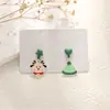 Pendientes navideños de diamantes con dibujos animados, transfronterizos europeos y americanos, pendientes asimétricos de alta gama para mujer, decoraciones navideñas
