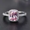 Deseo anillo rectangular de moissanita de colores de gran venta anillo de compromiso clásico cuadrado de diamante de comercio exterior europeo y americano joyería de mano