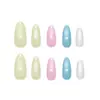 Unhas Pré-fabricadas Feitas à Mão, Miçangas Coloridas de Vidro Doce, Olhos de Gato, Unhas Removíveis Usáveis Estilo Doce Europeu e Americano 30 Peças