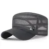 Boné de Malha Estilo Novo de Verão Moda Masculina Boné de Aba Reta com Marca M Casual Respirável Boné de Beisebol Chapéu com Aba Grande para Sol e Umidade