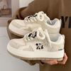 Primavera 2025 Panda de Nicho Blanco y Negro Feos Lindos Zapatos Blancos para Mujer Suela Gruesa Combinan con Todo Casual Estudiantes Zapatos de Running Board Tendencia
