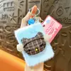 Fones de Ouvido Criativos Pelúcia de Gato Chaveiro com Espelho Espelho de Maquiagem Dobrável Portátil Espelho para Retoque Pingente Acessórios de Bolsa