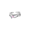 Estilo K de Estilo Ins Nicho Gama Alta Dulce y Fresco Estilo Anillo Abierto con Forma de Corazón y Lazo Incrustado con Diamante Rosa para Mujer Que No Se Desvanece