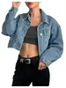 Fábrica de Origem Jaqueta Jeans Feminina Jaqueta Jeans Feminina Fábrica de Customização em Lote Pequeno ODM com Desenhos e Amostras