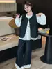 Roupa de Primavera para Meninas 2026 Nova Estilosa Roupas de Primavera para Meninas Grandes Colete Jeans Camisa Calças Casuais de Perna Larga para Crianças