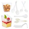 En stock taza cuadrada taza redonda múltiples tazas de postre taza para pudín taza para mousse plato cuchara de plástico desechable Amazon