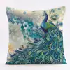 Nova Fronha de Almofada Pavão Vintage Sala de Estar Sofá Carro Linho Almofada de Costas Sem Enchimento Fronha Decorativa de Cabeceira