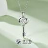 Colgante de moissanita de plata de ley 925 de 0,5 quilates con candado y cadena de clavícula con diamantes de cultivo fresco para novia.