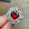 Celebre Ao Vivo Venda Quente Novo Produto Anel de Abertura Quadrado Princesa de Rubi Sintético Anel Totalmente Cravejado de Diamantes Moda de Alta Qualidade para Mulheres