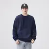 Estilo Novo Primavera e Outono Regular Masculino Estilo Americano Design Patchwork Listrado Caimento Solto Peso Pesado Tendência Gola Careca Moletom