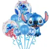 Animación Transfronteriza Lilo y Stitch Stitch Rosa Set de Globos de Película de Aluminio Arreglo de Cumpleaños Globo de Dibujos Animados Papel Día de Año Nuevo