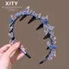 Exquisita Diadema Antideslizante de Flor de Cristal Tridimensional Nueva Versátil Diadema de Atmósfera para Mujeres Herramienta de Fijación de Flequillo de Gama Alta