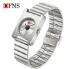 Reloj de Mujer Ofns con Correa de Bambú, Cuadrado Simple Estilo Unisex Reloj de Cuarzo, Popular Reloj de Mujer para Transmisiones en Vivo Transfronterizas