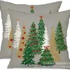 Funda de Almohada Navideña Nueva Coche Pino Copo de Nieve Bola de Navidad Estampado de Lino Decoración de Habitación Cojín de Sofá