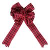 Nuevos Suministros de Decoración Navideña Haobei Lazo a Cuadros Adorno para la Punta del Árbol Lazo Rojo Disposición de Escena