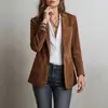 2026 Ropa de Otoño Nueva Transfronteriza Europea y Americana para Mujer Chaqueta de Viaje Elegante con Temperamento Color Sólido Solapa Bolsillo Botón