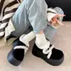 Zapatos Cálidos de Piel para Aumentar la Altura, Nuevo Estilo Invierno 2025, Estilo Popular Retro de Celebridad de Internet, Zapatos de Algodón con Suela Gruesa para Mujer