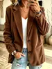 Moda Femenina Amazon Más Vendido Estilo Retro Elegante Moderno Manga Larga Color Sólido Pana Blazer Mujer Otoño