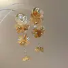 Pendientes y accesorios de collar florales frescos de verano, pendientes de borla para mujer estilo dulce, juego de joyería de lujo ligero de alta gama
