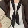 Bufanda Larga de Seda con Lunares Estilo Coreano 2026 para Mujer, Bufanda de Cuello Retro Versátil con Cinta Decorativa