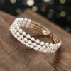 Nova pulseira fileira de pérolas pulseira furada abertura de diamante pulseira ajustável pulseira geométrica de personalidade multicamadas europeia e americana