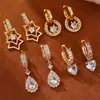 Ez5936 Pendientes de Metal con Pedrería Estilo Europeo y Americano Transfronterizos para Mujer con Colgantes de Estrella y Corazón, Joyería de Pendientes Simple y Elegante