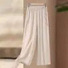 Pantalones de Verano 2026 Estilo Chino Delgado, Pantalones Casuales de Pierna Ancha Sueltos Elásticos para Mujer, Versátiles y Adelgazantes, Largo Nueve Décimos